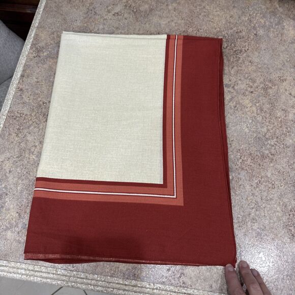 CACHAREL Vintage Tablecloth Rust & Ivory MCM  50 x 70 - Picture 3 of 3